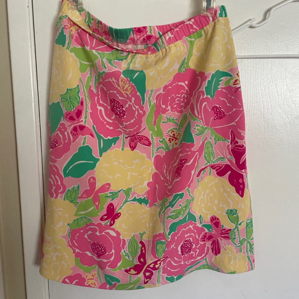 Lilly Pulitzer Pink A-Line Knee-Length Silk Skirt Resort Wear